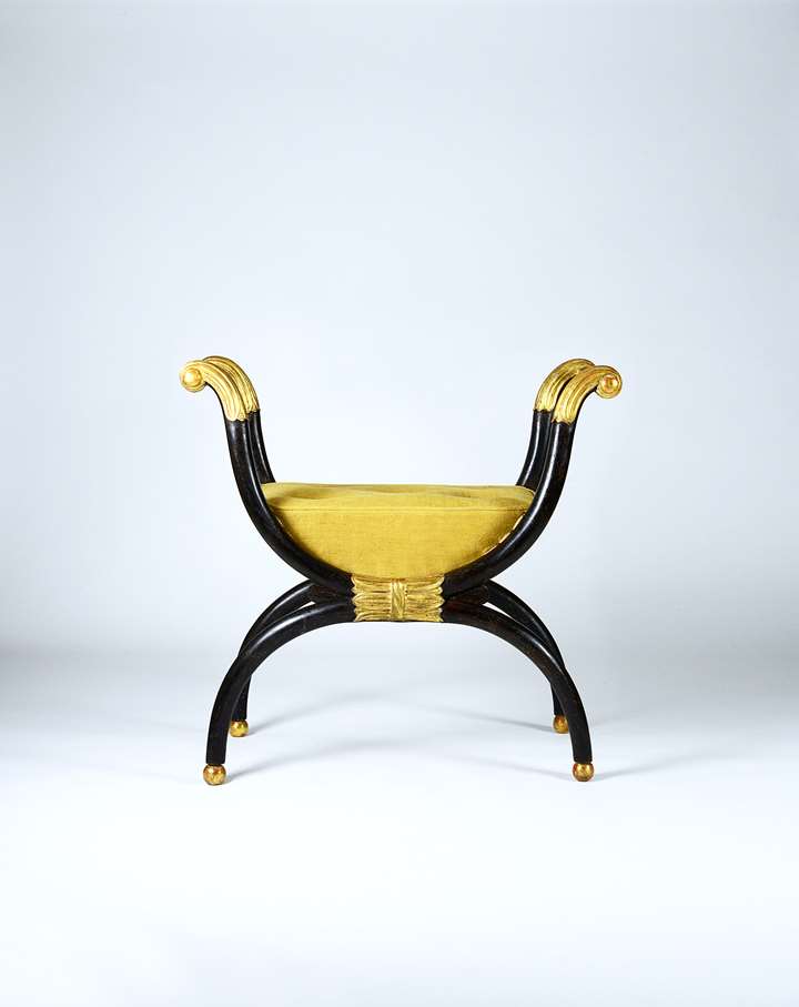 A Fine Regency Period Simulated Rosewood and Gilt X-Frame Stool to a Design by George Smith
